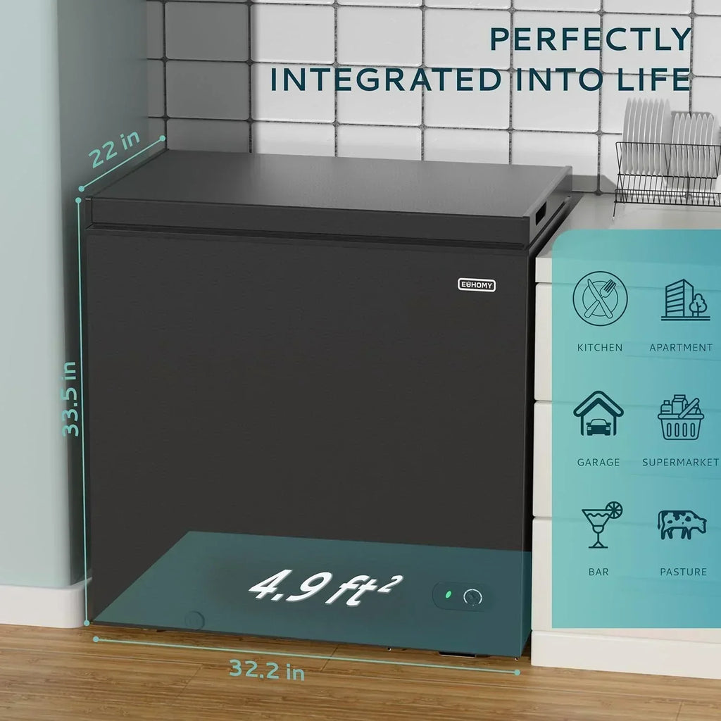 EUHOMY 3.5 Cu.Ft Chest Freezer with Removable Basket Small Deep Freezer Adjustable 7 Thermostat wourant