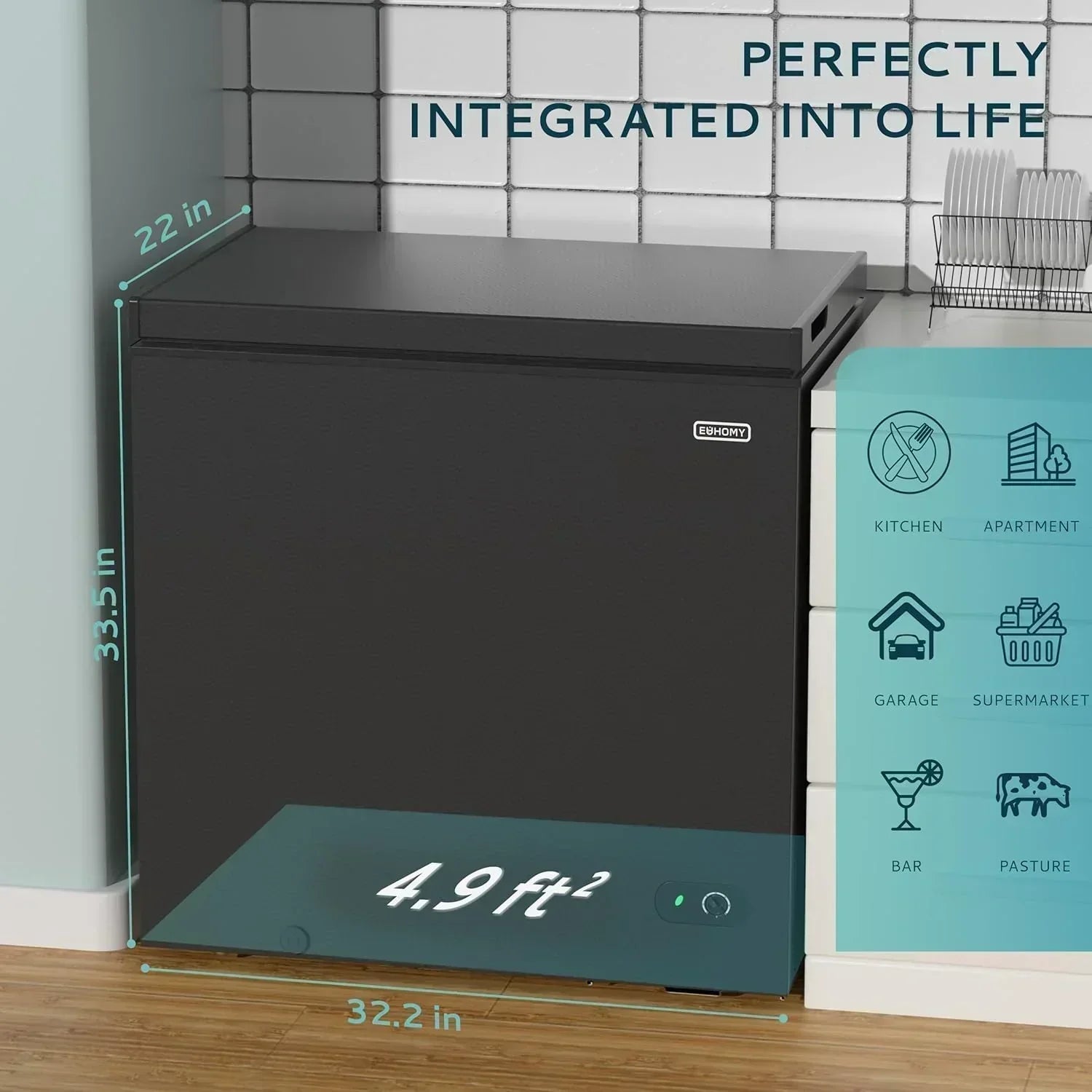 EUHOMY 3.5 Cu.Ft Chest Freezer with Removable Basket Small Deep Freezer Adjustable 7 Thermostat wourant