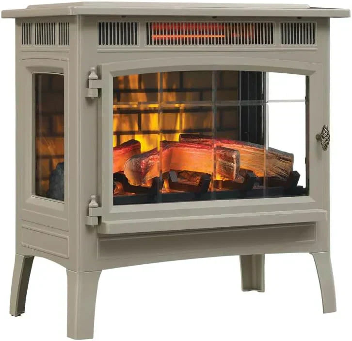 Freestanding Electric Fireplace Stove Heater with 3D Flame Effect for 1000 Sq. Ft wourant