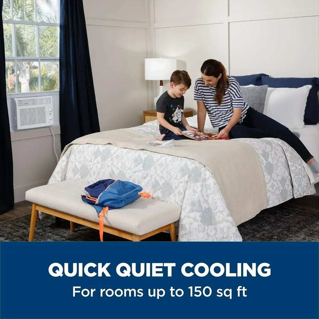GE Window Air Conditioner Unit 5,000 BTU for Small Rooms up to 150 sq ft Manual Adjustable Fan wourant