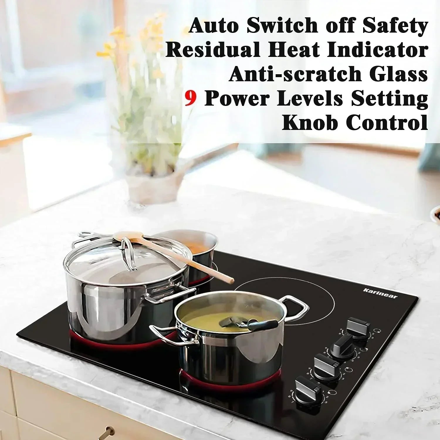 Karinear 30 Inch Electric Cooktop 4 Burners Built-in Ceramic Cooktop Radiant Electric Stove Top wourant