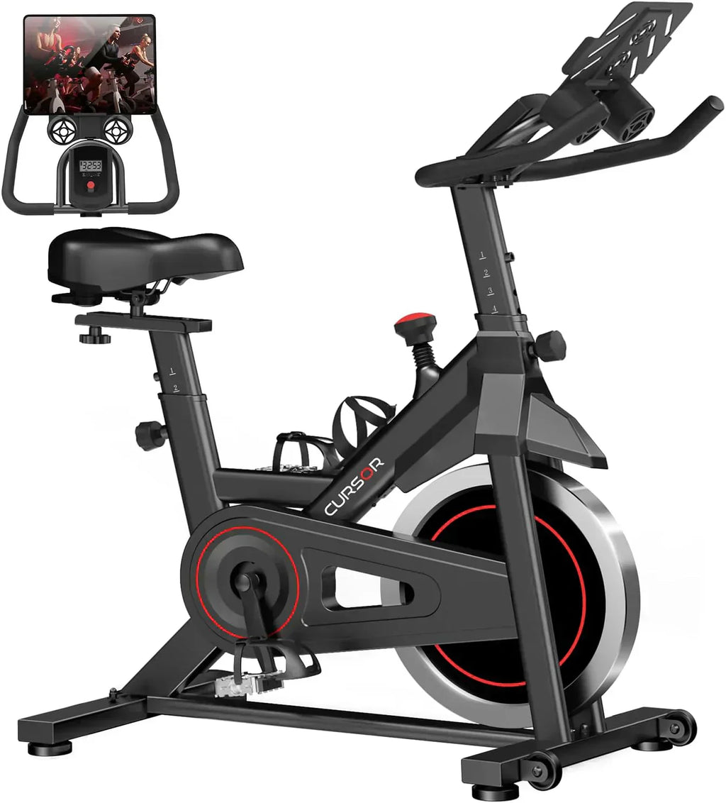 CURSOR FITNESS Exercise Bike Stationary Bikes 300 LBS Capacity Workout Bike Silent Belt Drive wourant