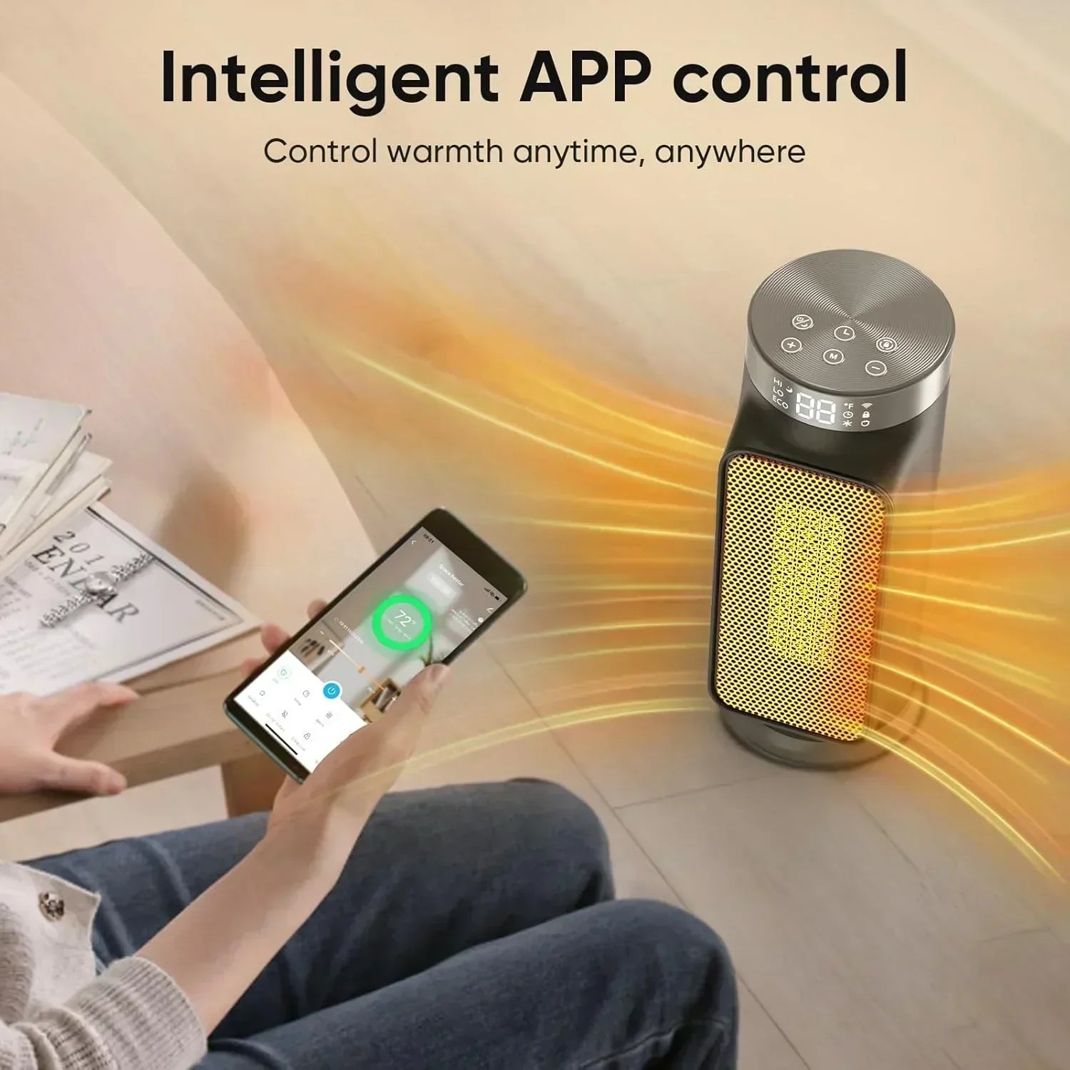 1500W Indoor Space Heater Smart PTC Electric Heater with Wifi App and Remote Control Overheat wourant