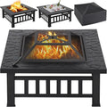 Yaheetech Multifunctional Fire Pit Table Square Metal Firepit Stove Backyard Patio Garden Fireplace wourant
