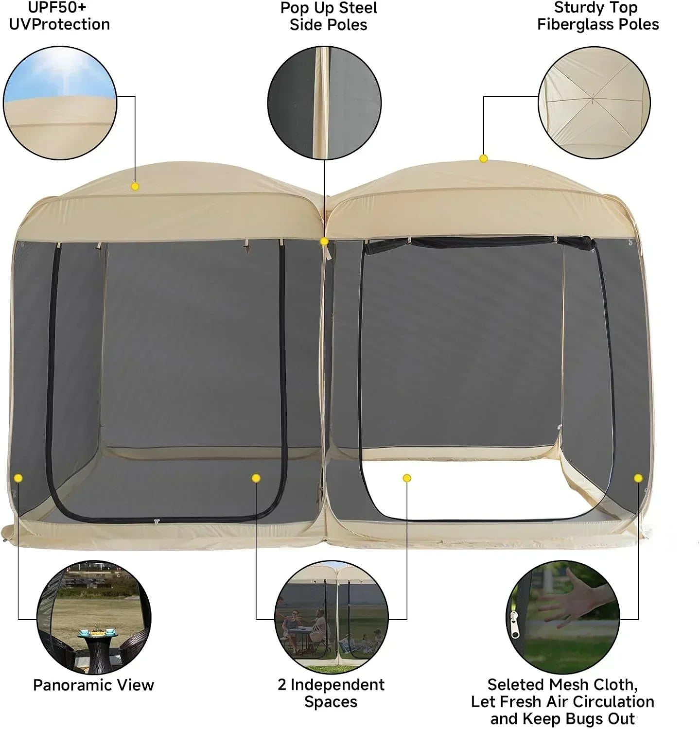 Alvantor Screen House Gazebo Pop Up Igloo Screened Canopy Tent with Mosquito Netting Sides wourant
