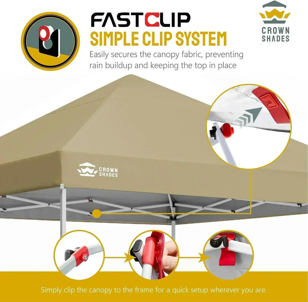 10x10 Pop-Up Awning One-Click Installation Beach Tent Outdoor Sunshade Silver Coated Top wourant