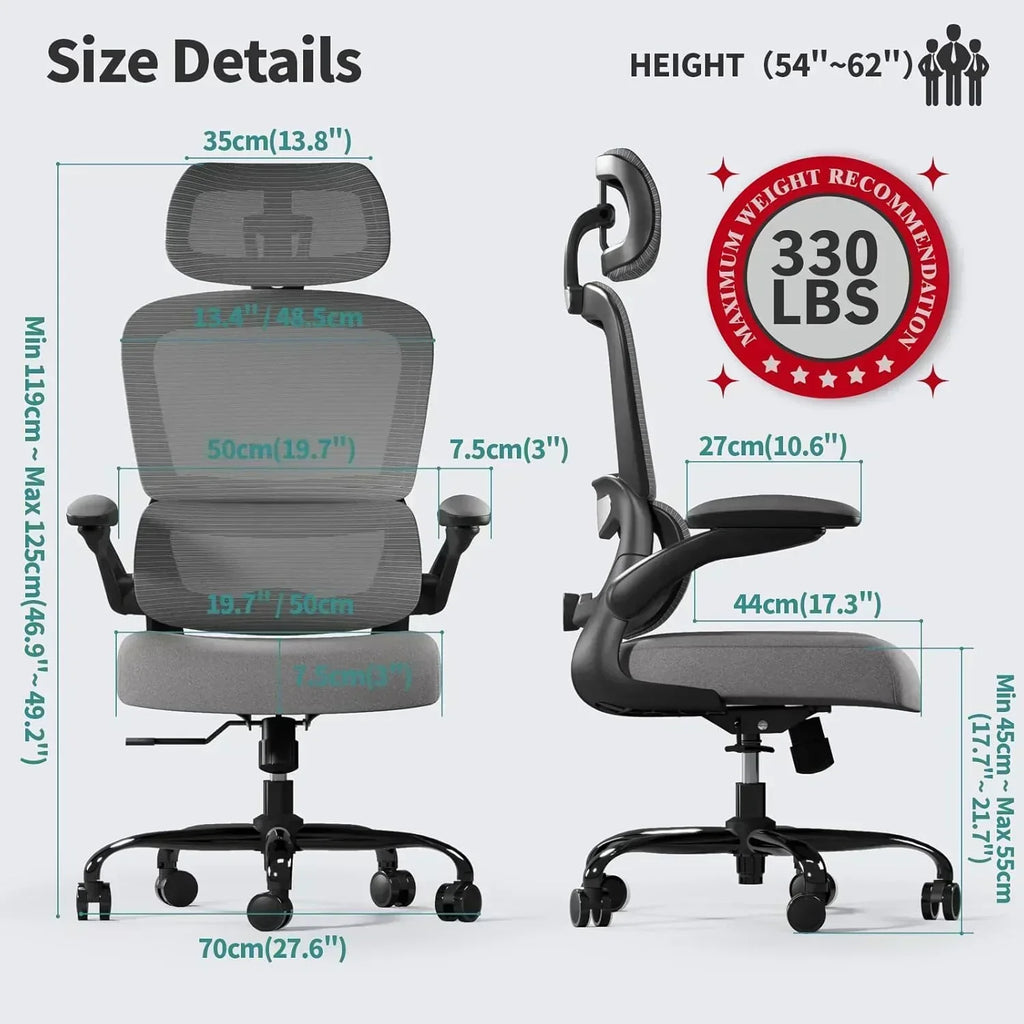 Office Chair Ergonomic Desk Chair 330 lbs Home Mesh Desk Chair Comfortable Gaming Chair wourant
