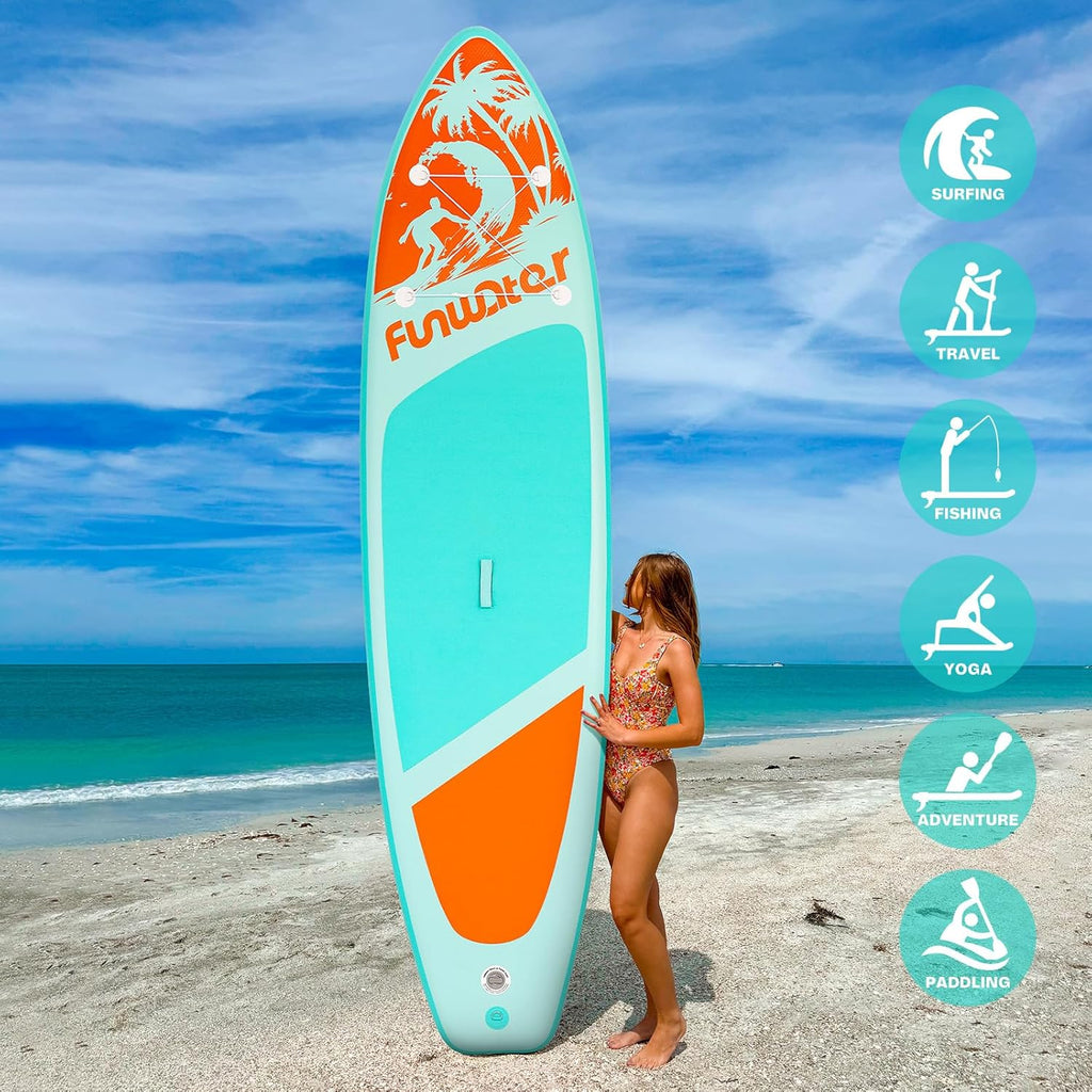 FunWater Inflatable Stand Up Paddle Board Premium SUP Paddle Accessories EVA Deck wourant