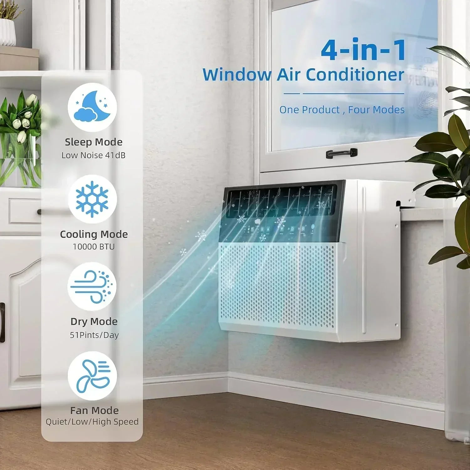 Antarctic Star 12,000 BTU U-Shaped Window Air Conditioner Unit Cools up to 550 Sq.Ft. with 6 Modes wourant