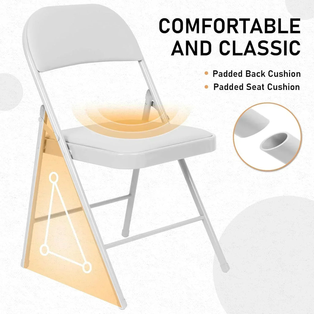 6 Pack Black Folding Chairs with Leather Chairs Events Office Wedding Party Upholstered Chairs wourant