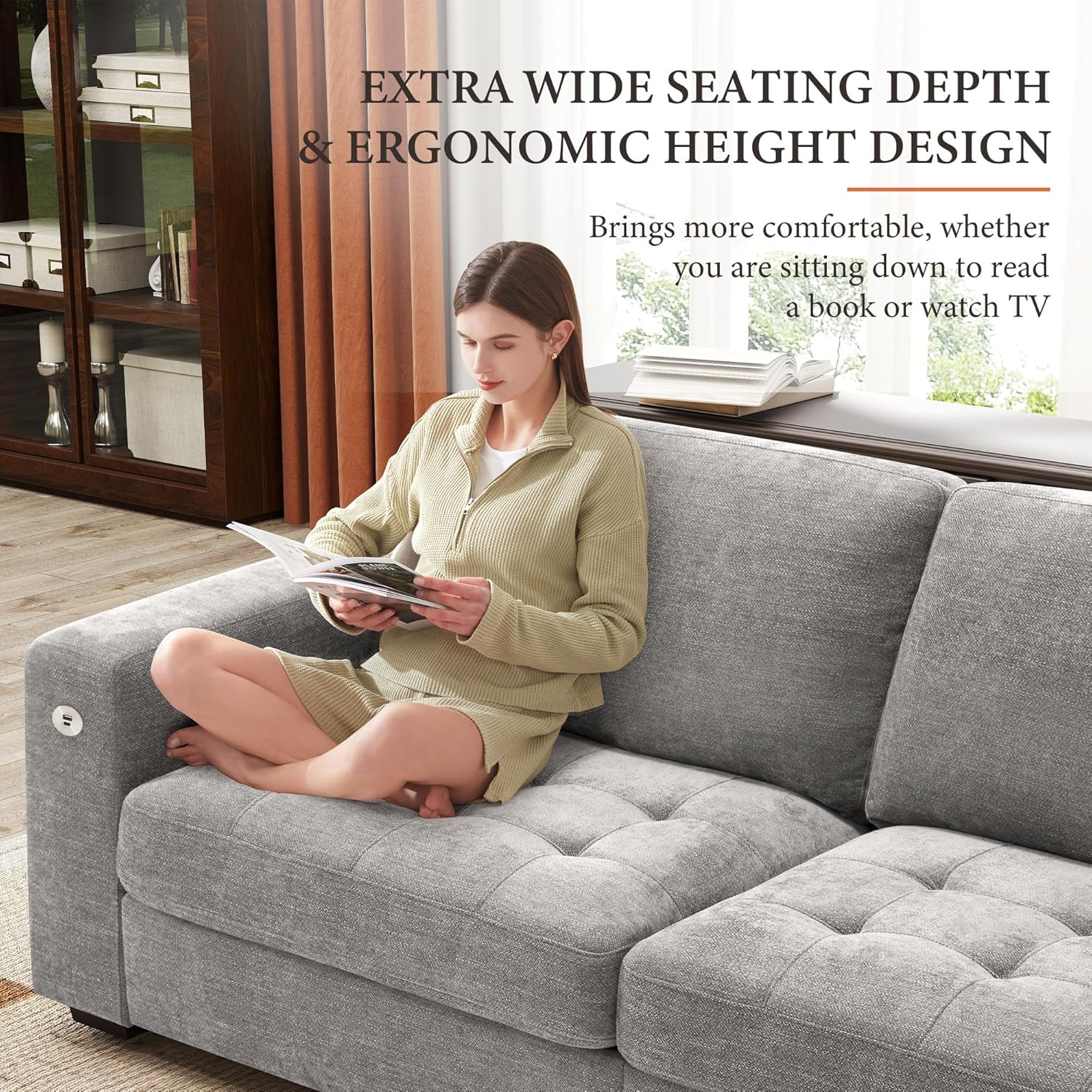 ihanherry 146-inch U-shaped modern sofa modular area cloud sofa wourant