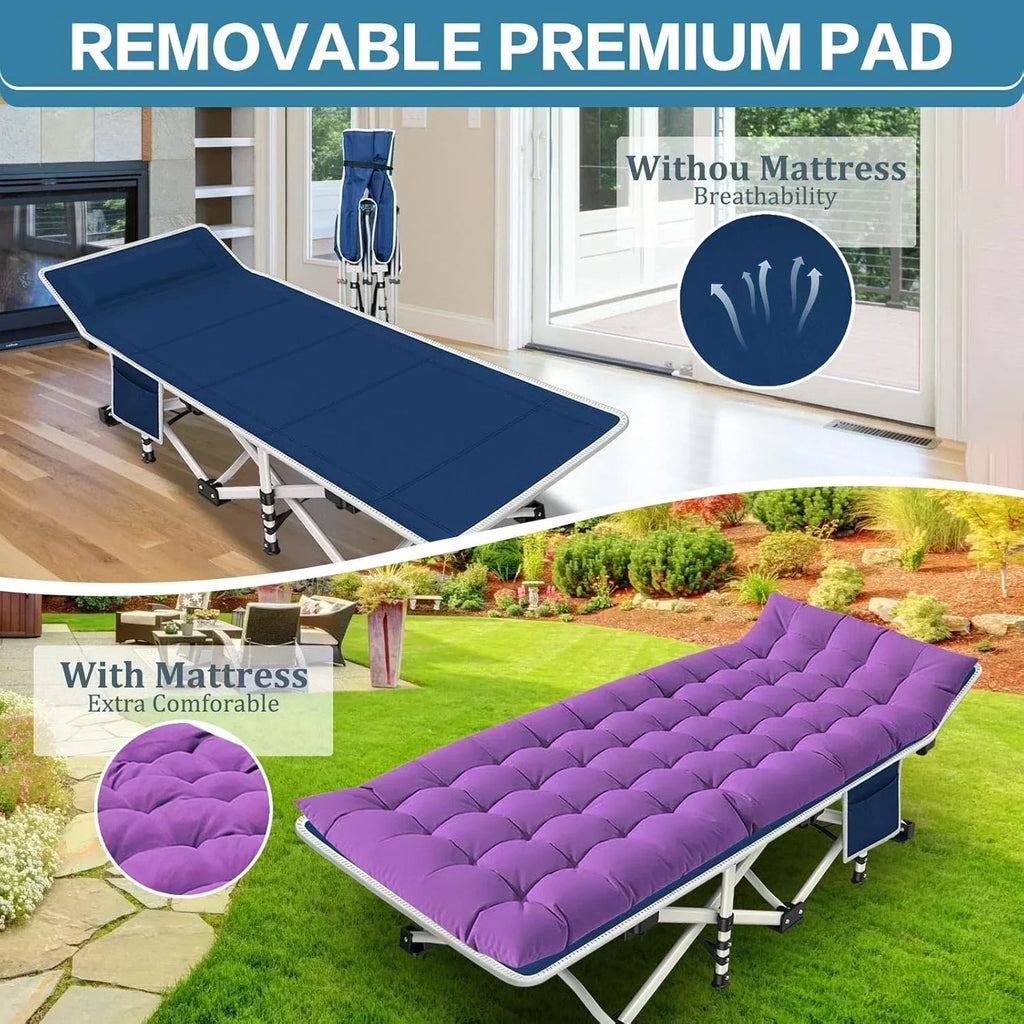2-Pack Camping Cots with Mattress Comfortable Folding Bed Heavy Duty Baby Cot wourant