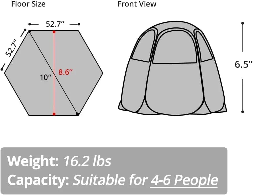 Screen gazebo sleeps 6-10-15 people Igloo-style canopy tent mosquito net on the sides Perfect wourant
