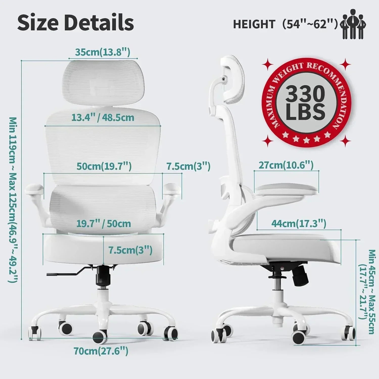 TRALT Office Chair Ergonomic Desk Chair 330 lbs Home Gaming Chair with Wheels wourant