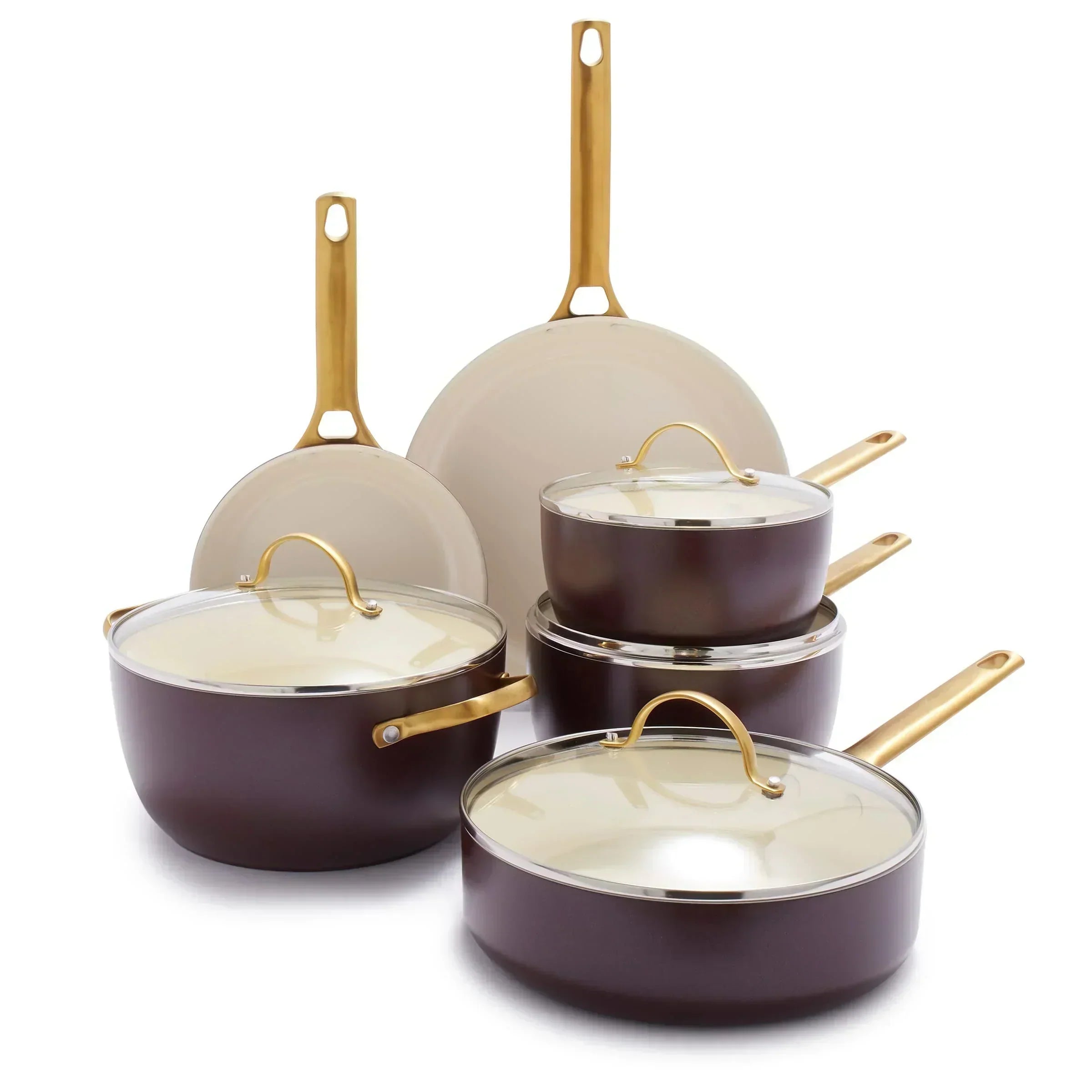 Hard Anodized Healthy Ceramic Nonstick 10 Piece Cookware Pots and Pans Set wourant
