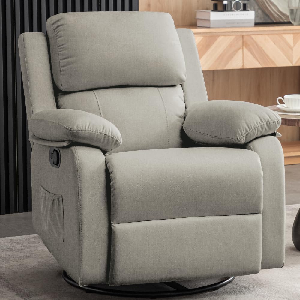 Reclining rocking chair 360 degree rotating fabric sliding reclining chair wourant