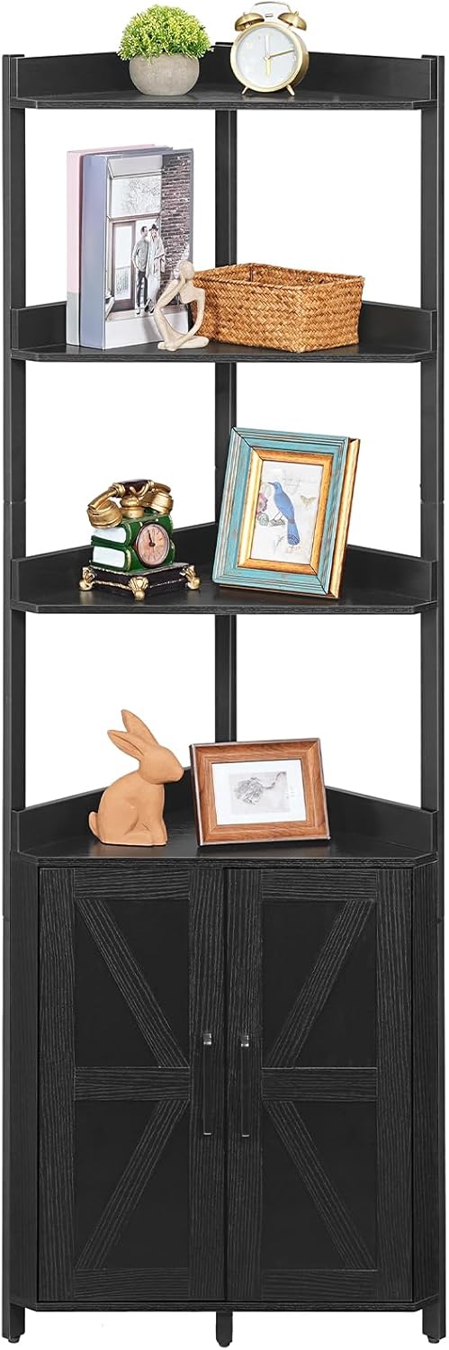 HOOBRO Corner Shelf with Storage, Tall Corner Cabinet, 5-Tier Bookshelf Stand wourant