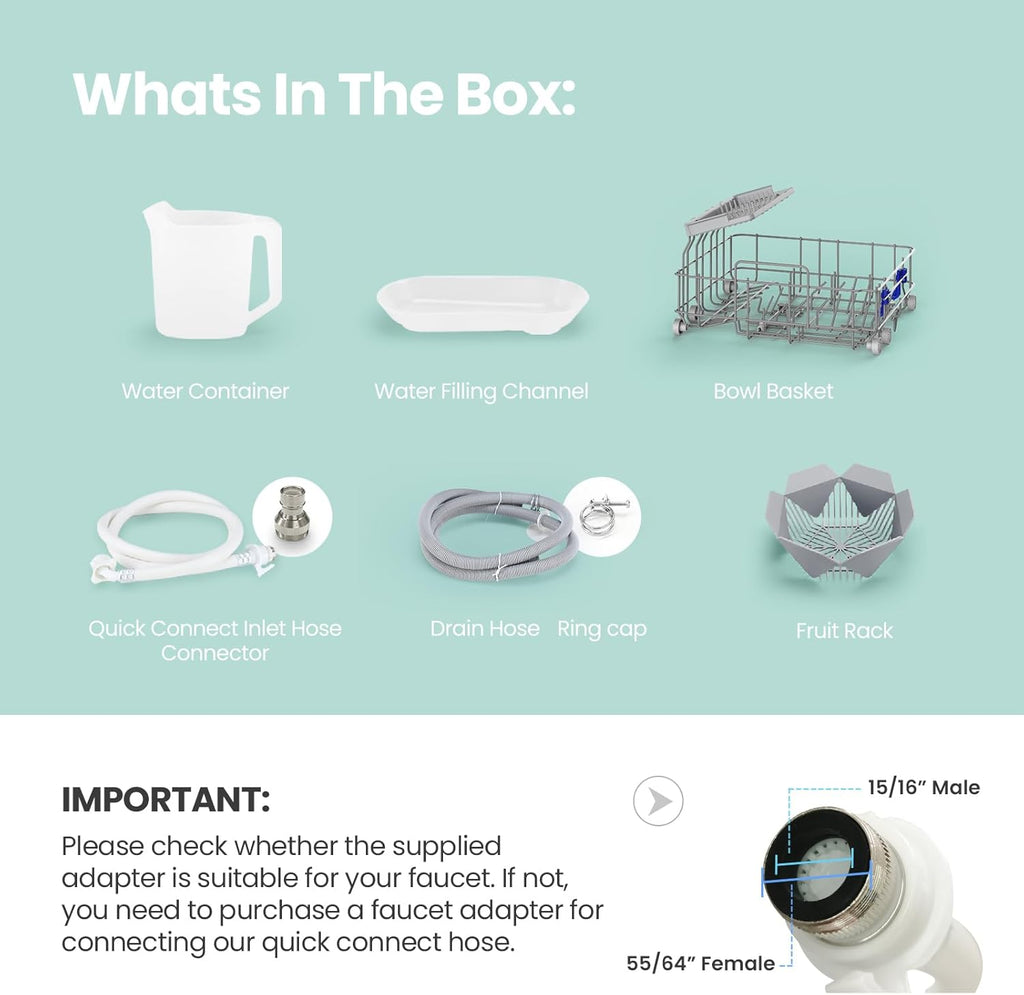 COMFEE' Portable Mini Dishwasher Countertop with 5L Built-in Water Tank wourant