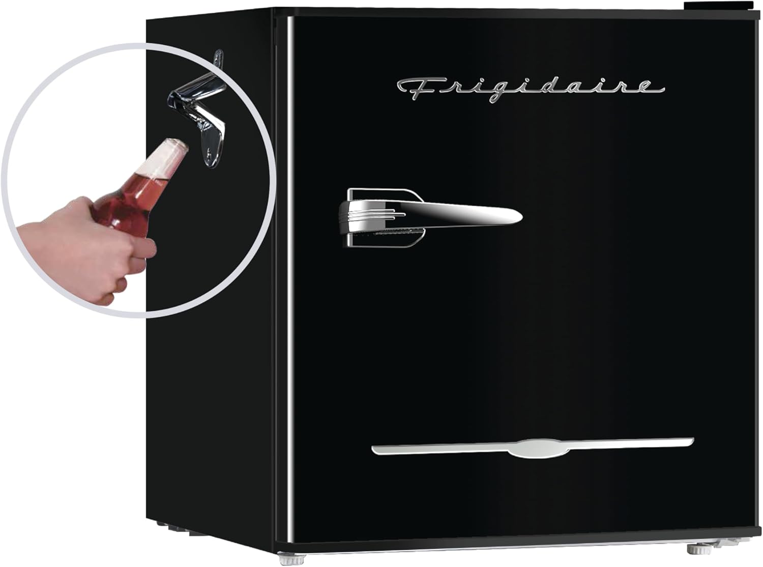 Frigidaire EFR176 Retro Compact Fridge with Chiller Mini Refrigerator with Built-in Bottle Opener for Office, Bedroom, Dorm Room or Cabin, 1.6 cu ft 16" D x 18" W x 18.5" H, Moonlight wourant
