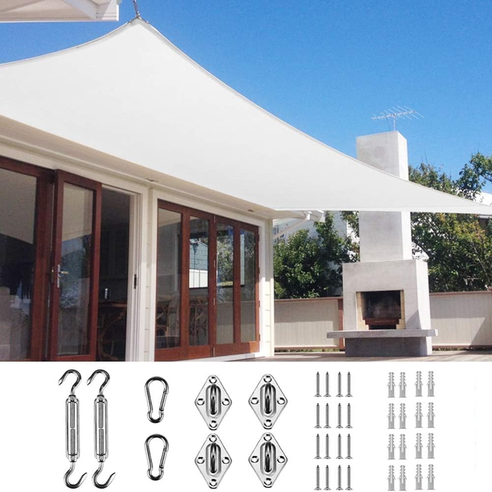 Quictent 20X20FT 185G HDPE Square Sun Shade Sail Canopy 98% UV Block Outdoor Patio Garden with Hardware Kit (Brown) woonhhop