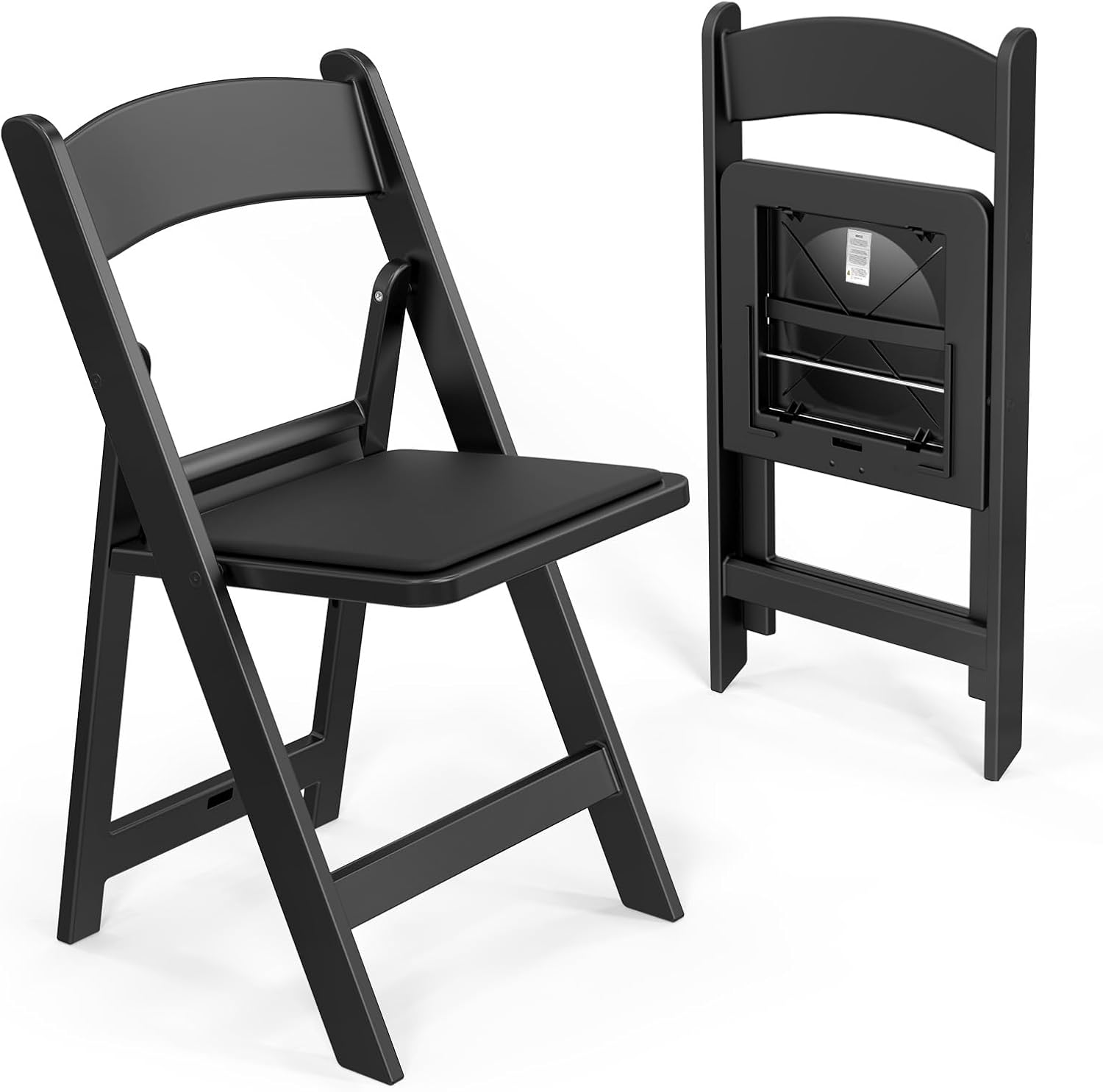 VINGLI Resin Folding Chair with Cushion Foldable Plastic Chair with Comfortable Cushioned Seat wourant