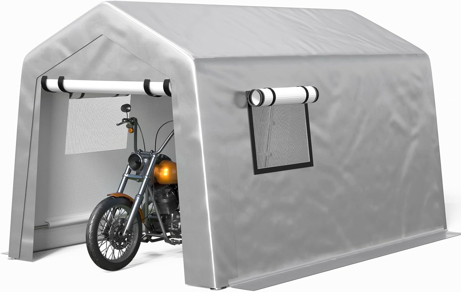 6x8 ft Heavy Duty Carport Tent Portable Garage with Removable Side Walls and Door Four Seasons Tarpaulin wourant