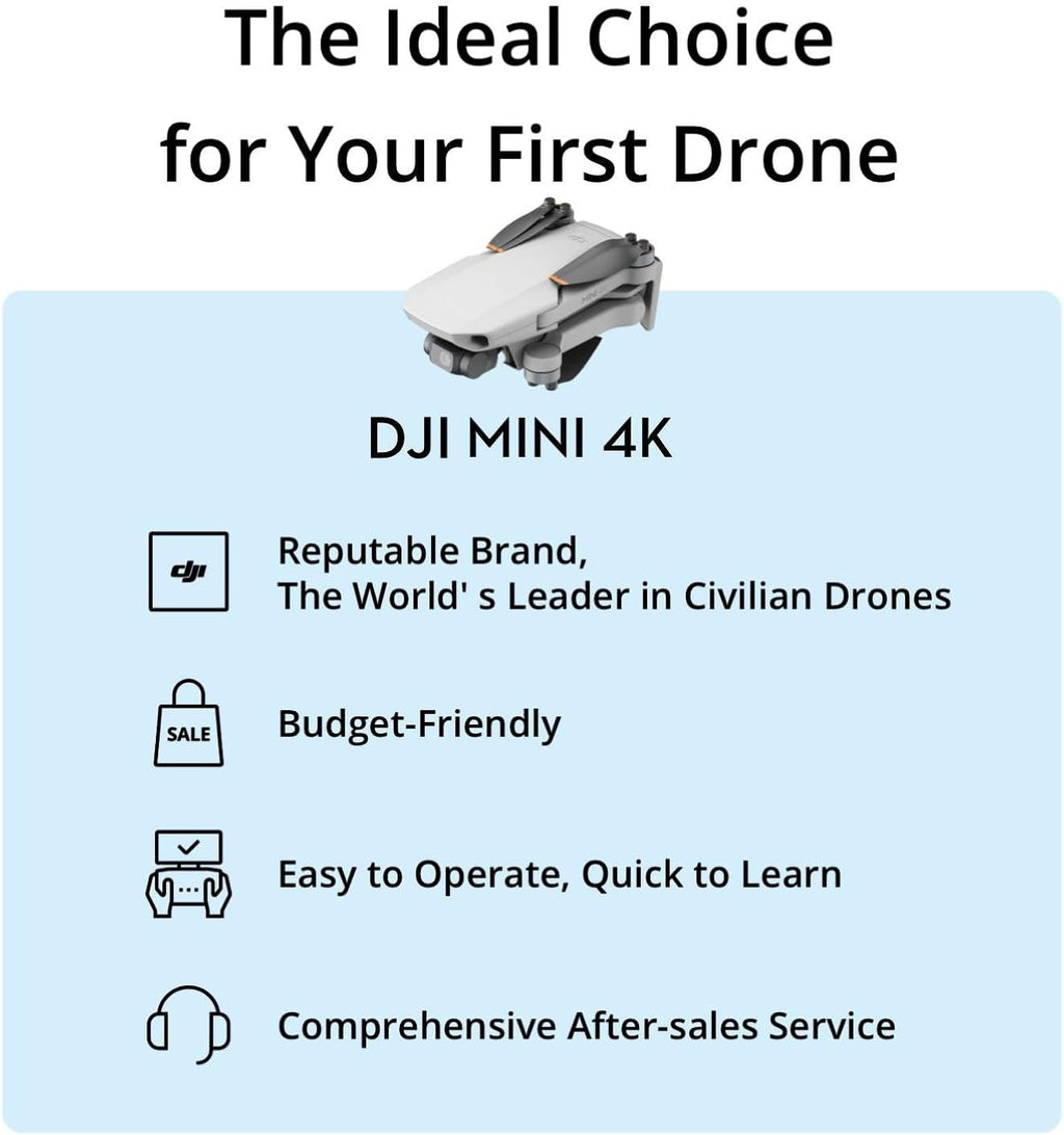 DJI Mini 4K, Drone with 4K UHD Camera for Adults, Under 249 g, 3-Axis Gimbal Stabilization, 10km Video Transmission, Auto Return, Wind Resistance, 1 Battery for 31-Min Max Flight Time, Intelligent Flight wourant