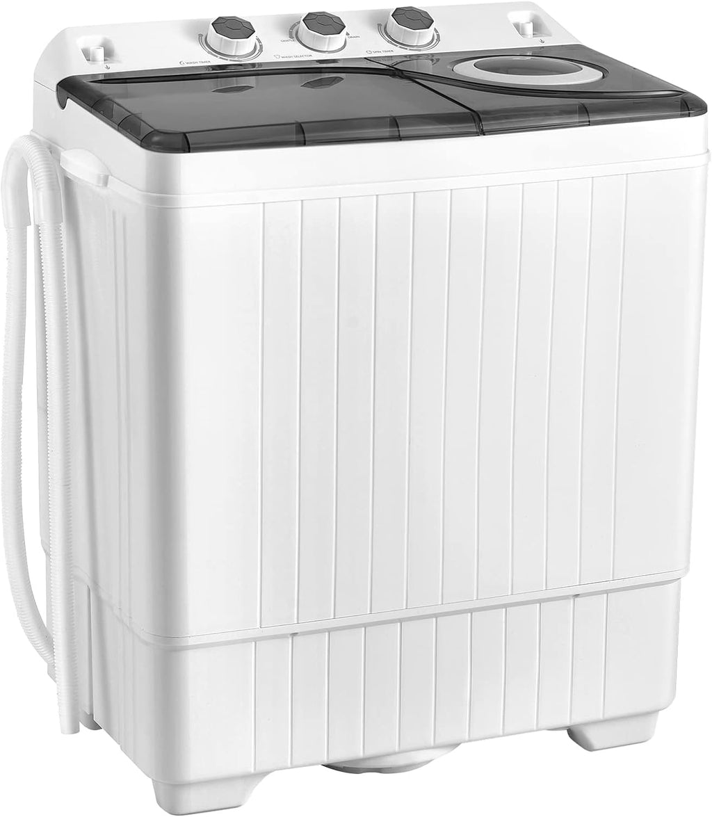 COSTWAY Double Tub 26 lb Capacity Laundry 18 lb 8 lb Spin Combo with Timer Knob Built-in Drain Pump Small Portable Washing Machine wourant