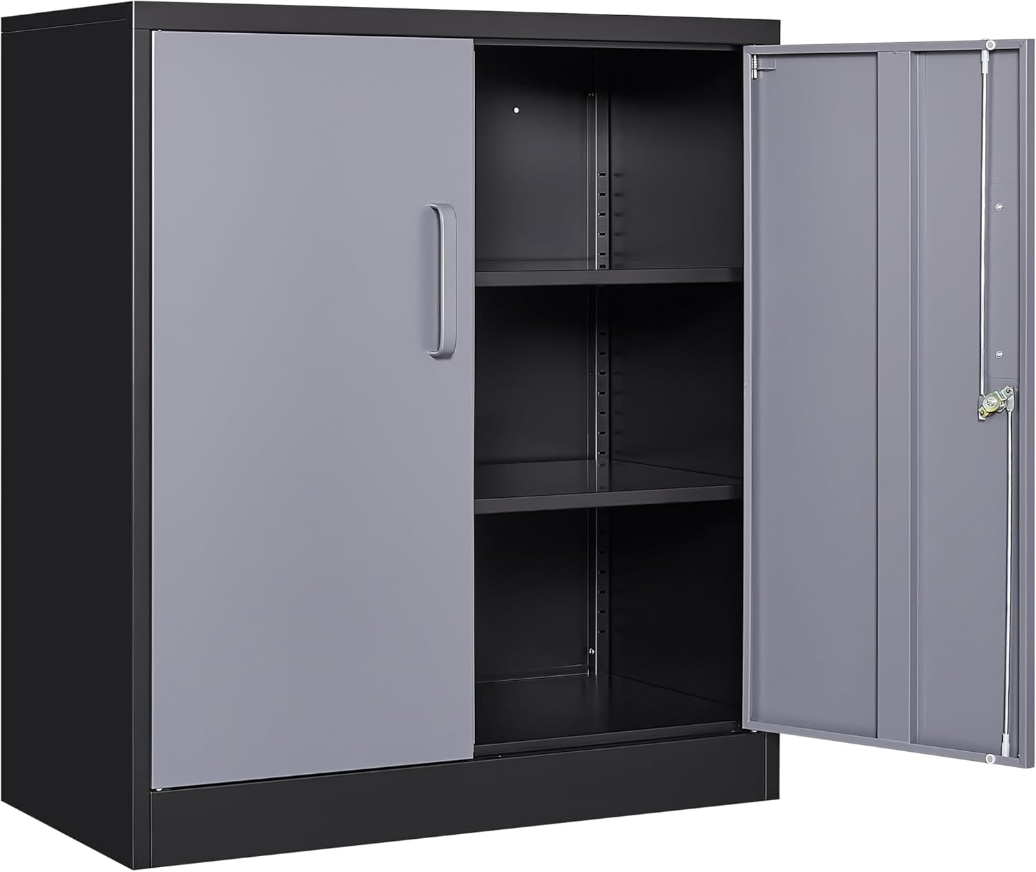 Metal Storage Cabinet with 2 Doors and 6 Shelves, Black Metal Cabinet with Lock, 71 Inch Lockable Garage Storage Cabinet wourant