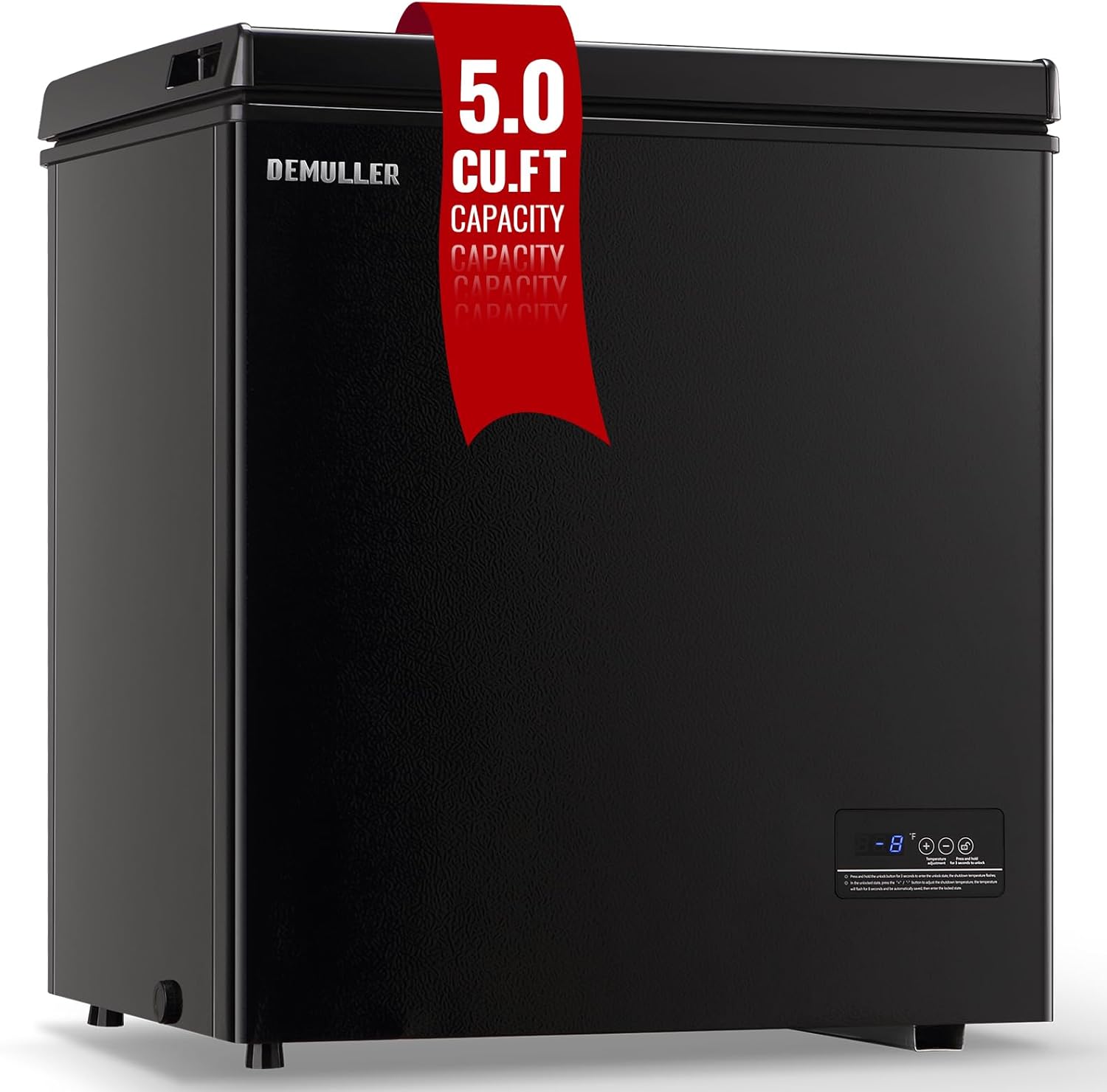 Chest Freezer 5.0Cubic Feet Deep Freezer Freestanding Freezers Removable Stainless Steel Basket wourant