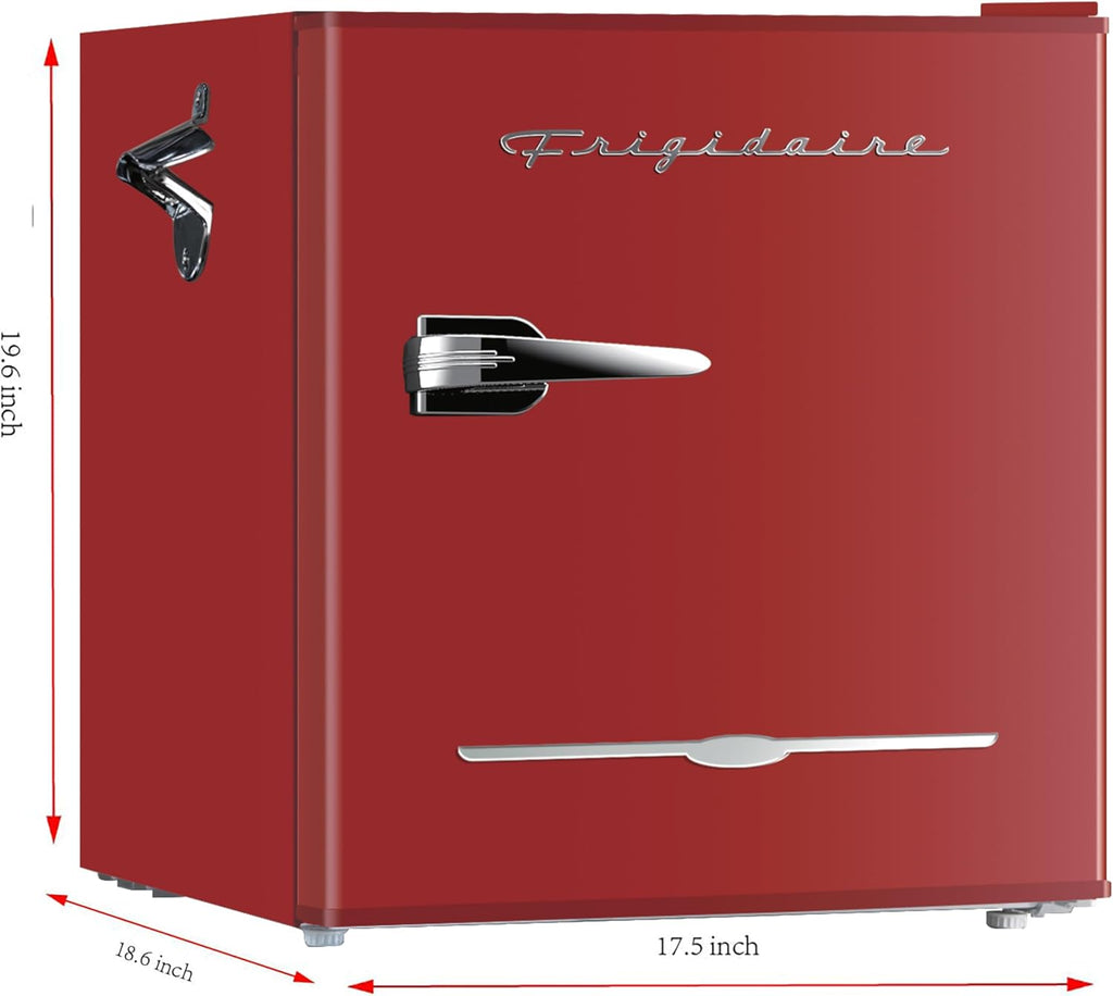 Frigidaire EFR176 Retro Compact Fridge with Chiller Mini Refrigerator with Built-in Bottle Opener for Office, Bedroom, Dorm Room or Cabin, 1.6 cu ft 16" D x 18" W x 18.5" H, Moonlight wourant