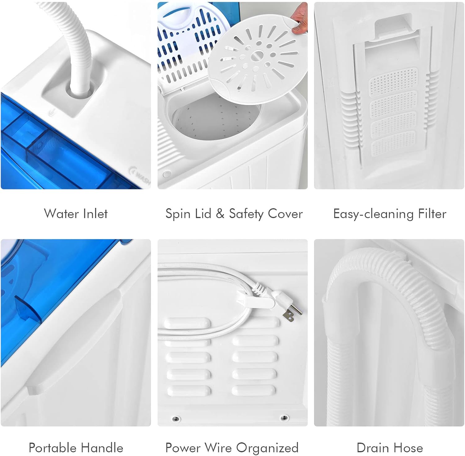 COSTWAY Double Tub 26 lb Capacity Laundry 18 lb 8 lb Spin Combo with Timer Knob Built-in Drain Pump Small Portable Washing Machine wourant