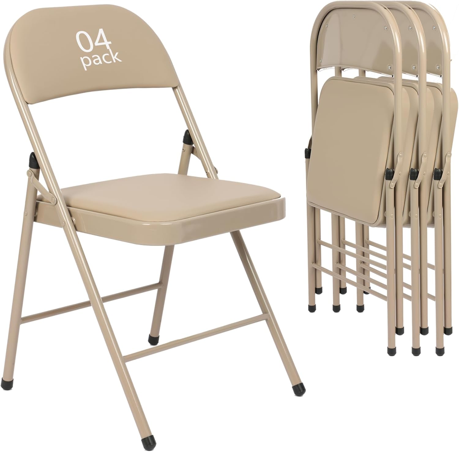 6 Pack Black Folding Chairs with Leather Chairs for Indoor and Outdoor Events Office Wedding Party Upholstered Chairs wourant