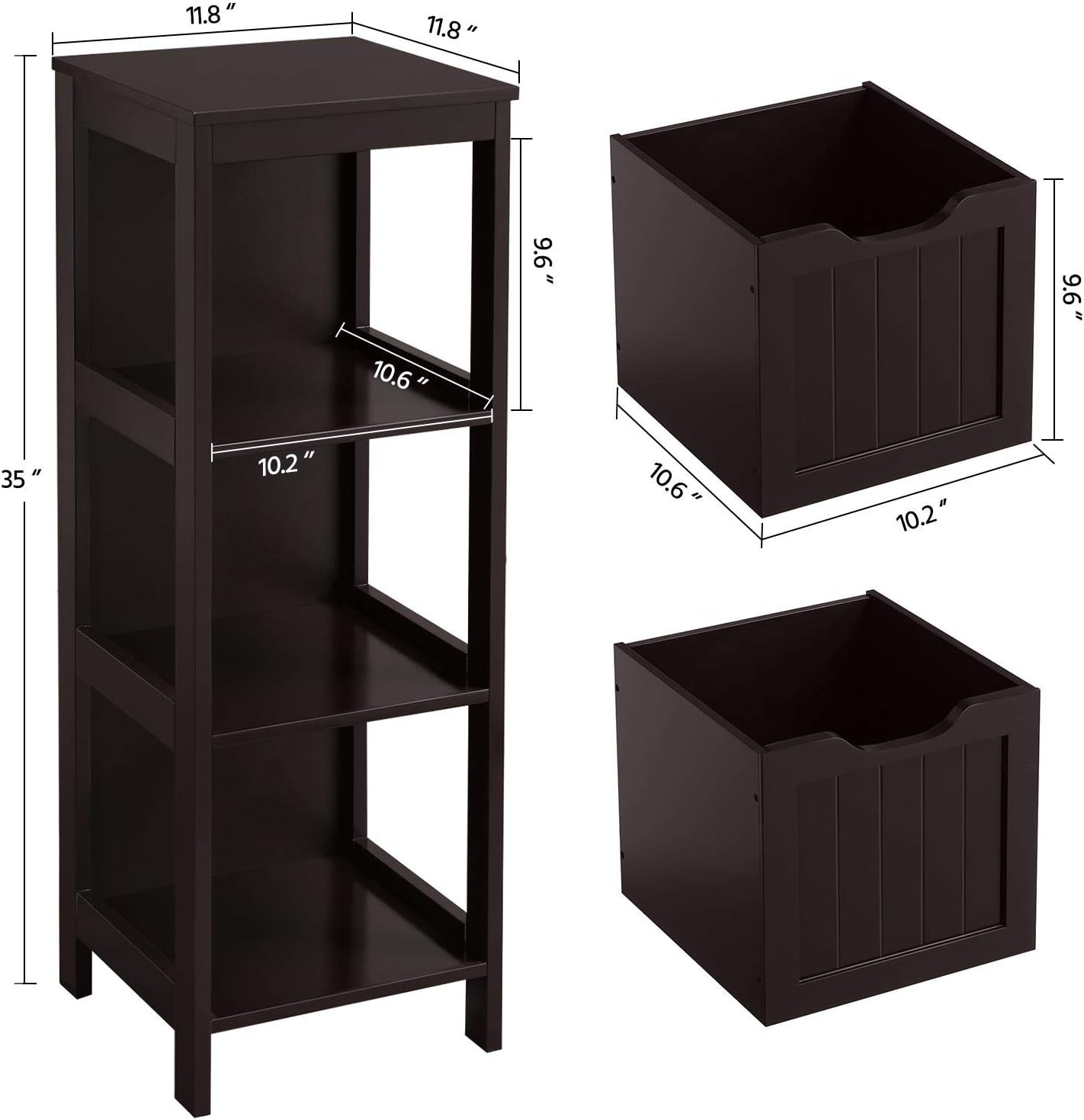 Yaheetech Bathroom Floor Cabinet, Wooden Storage Cabinet with 2 Drawers, Multifunctional Side Organizer Rack Stand Table, White wourant