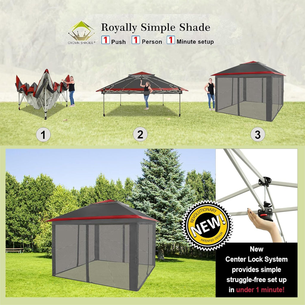 CROWN SHADES 13x13 Pop Up Gazebo Canopy Tent Gazebos on Clearance Outdoor Gazebo wourant