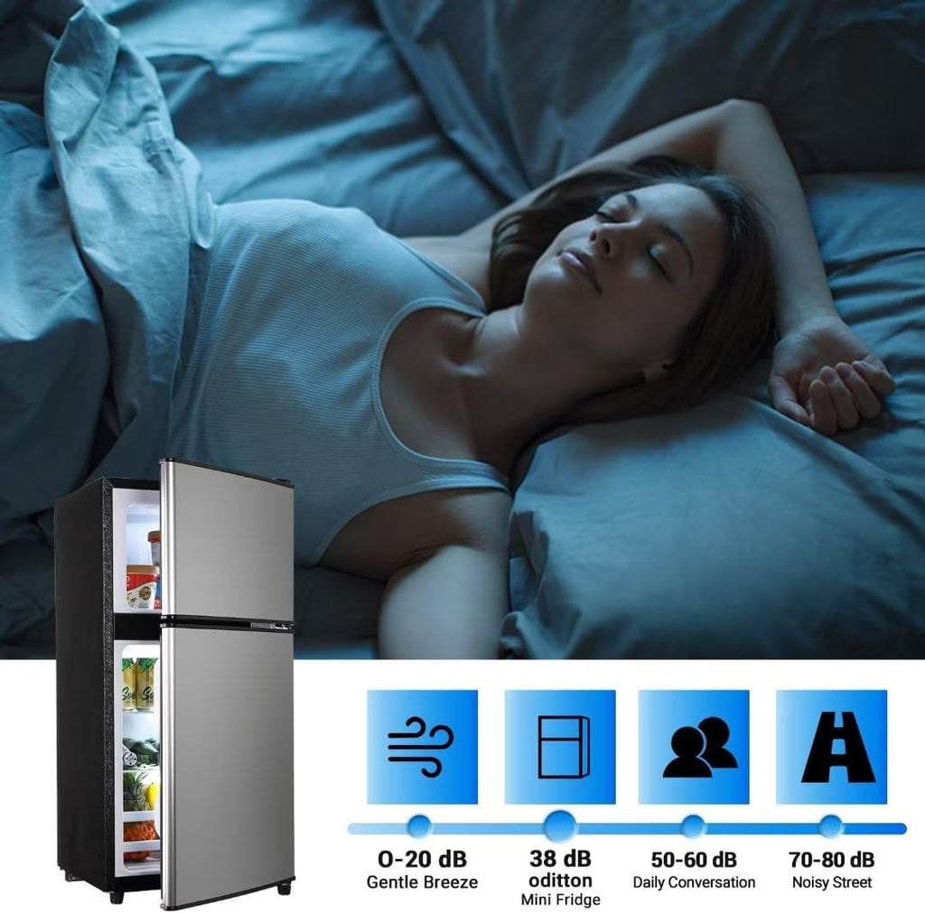 Apartment Size Refrigerator, 3.5 Cu.Ft Samll Refrigerator with Freezer Suitable for Home and Apartments, Freestanding wourant