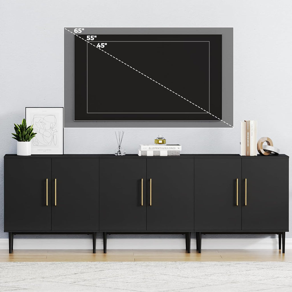Free Standing Cabinet Black Wood for Living Room, Bedroom, Dining Room, Hallway, Entryway wourant