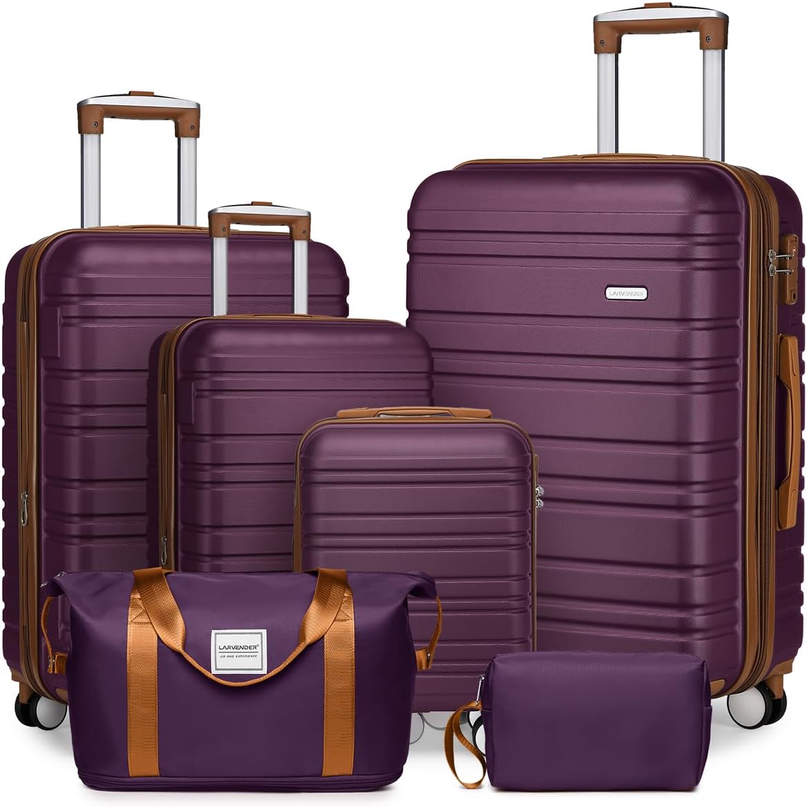 6-piece luggage set, expandable hardshell suitcase set with spinner wheels, lightweight rolling luggage set wourant