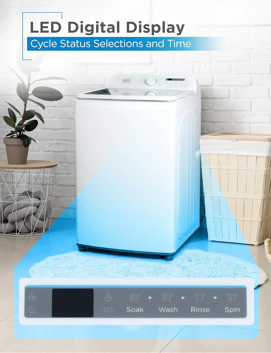 Portable Washer 6.6 lb. Capacity Washing Machine for Homes & Apartments 5 Wash Cycles wourant