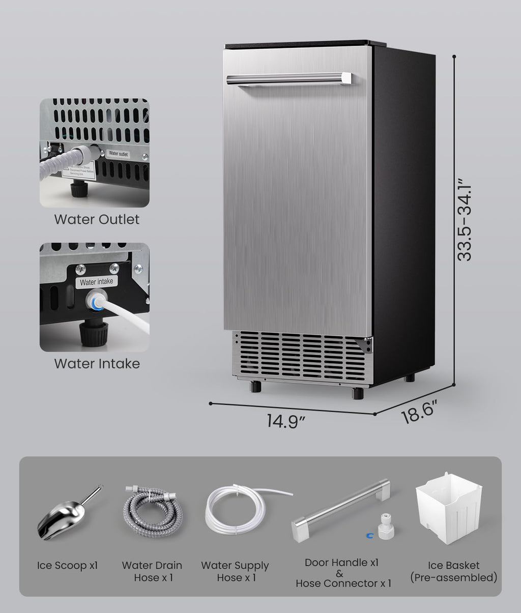 ecozy Portable Ice Maker Countertop, 9 Cubes Ready in 6 Mins, 26 lbs in 24 Hours, Self-Cleaning Machine wourant
