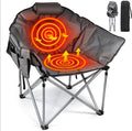 Heated Camping Chair, Extra Large Heated Chair Outdoor Sports Chair with 3 Heat Levels on Back and Seat, Portable Folding Heated Outdoor Chair (Batteries Not Included) wourant