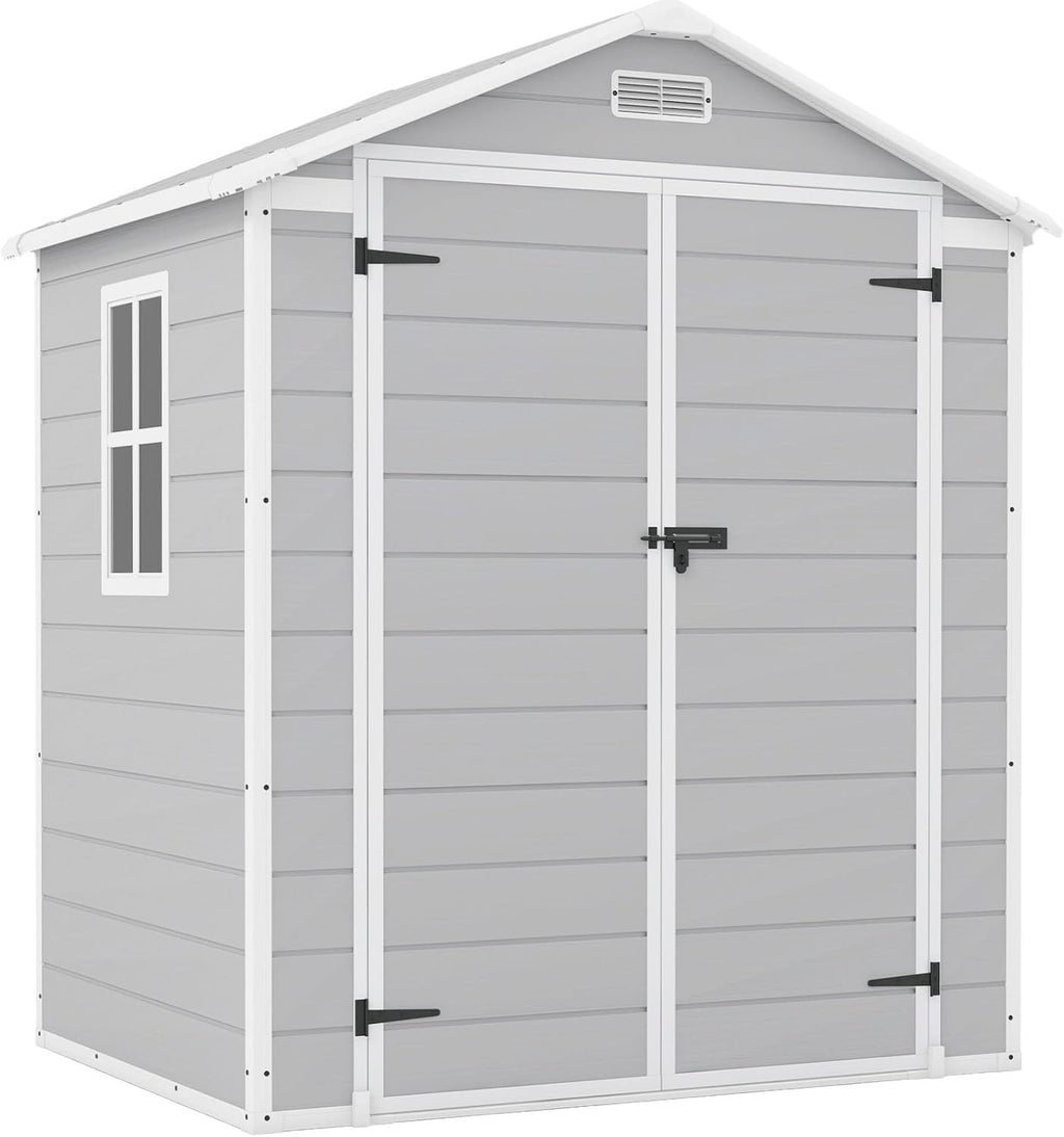 Patiowell 6x4 FT Plastic Outdoor Storage Shed with Floor, Resin Outdoor Storage Shed wourant