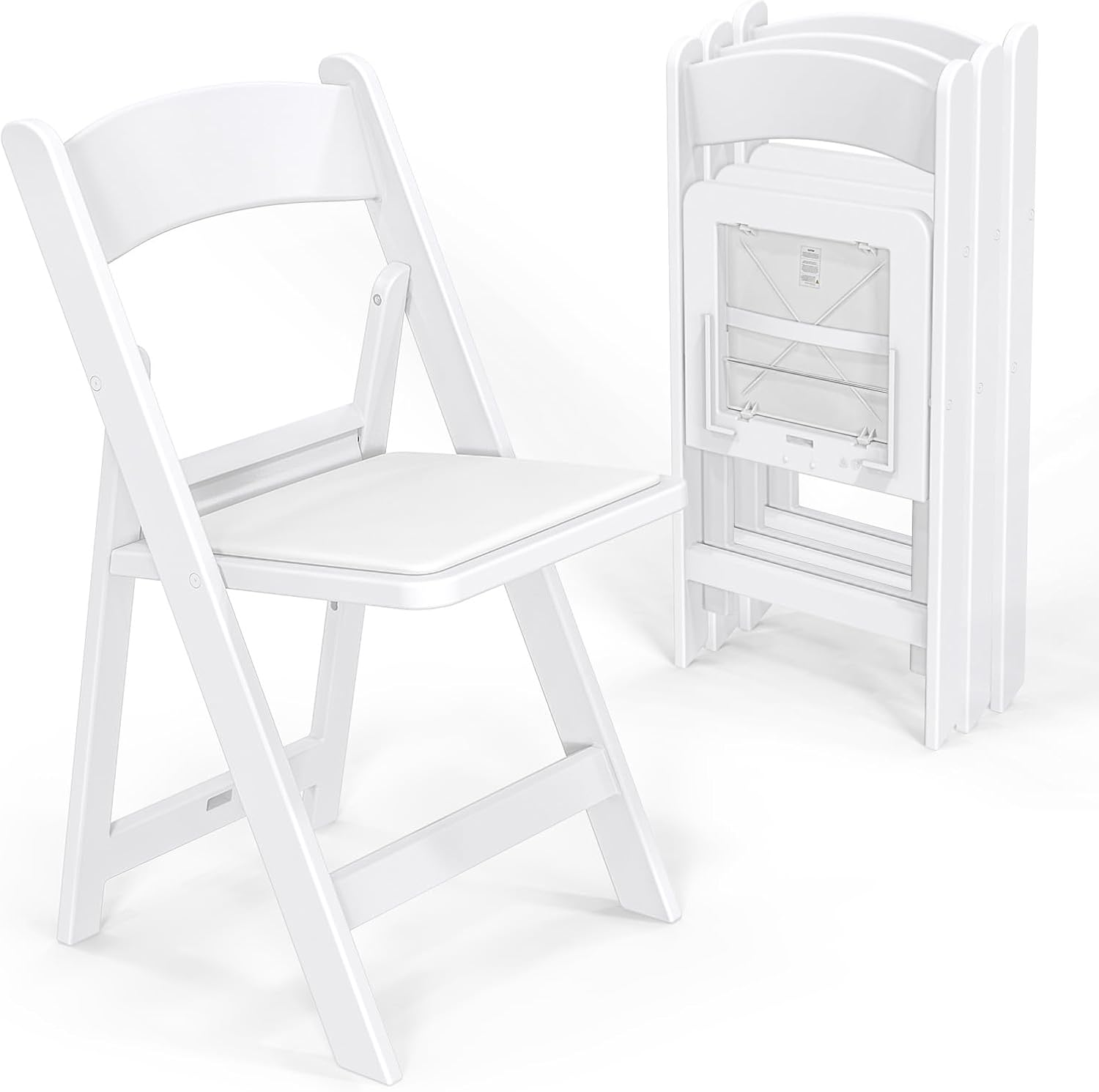 VINGLI Resin Folding Chair with Cushion Foldable Plastic Chair with Comfortable Cushioned Seat wourant