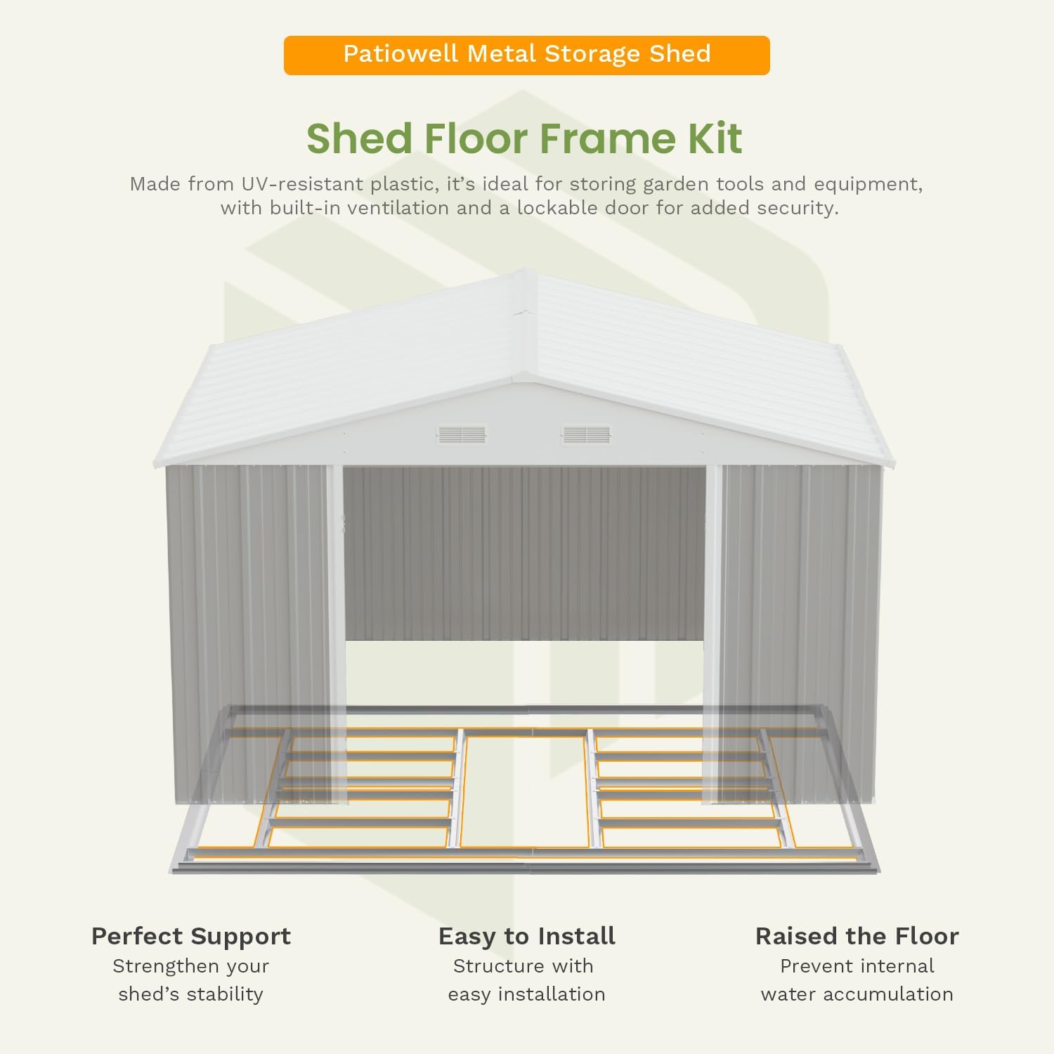 Patiowell 5x3 FT Outdoor Storage Shed Tool Shed with Sloping Roof and Lockable Door Metal Shed wourant