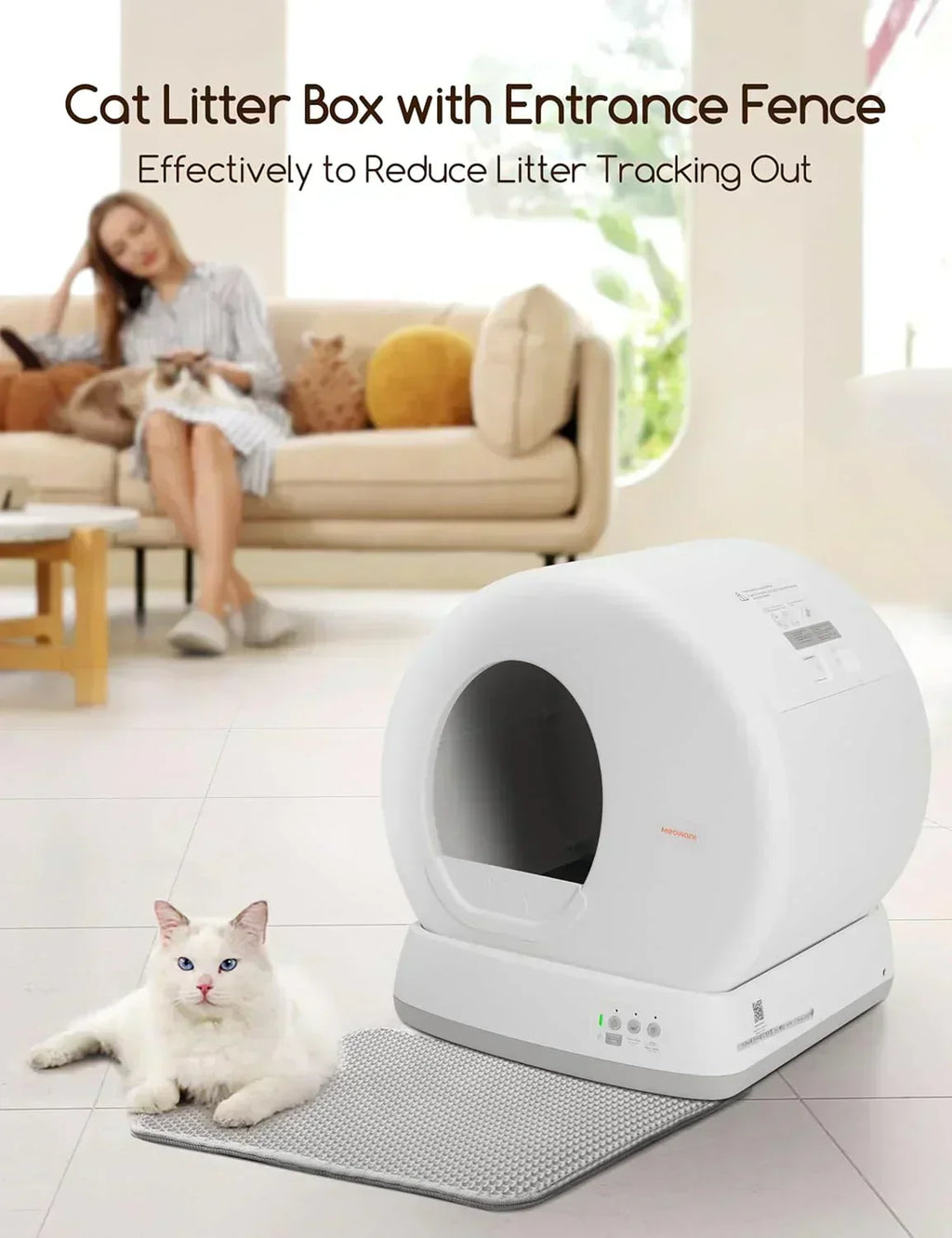 Self-Cleaning Cat Litter Box Integrated Safety Protection Automatic Cat Litter Box for Multi Cats wourant