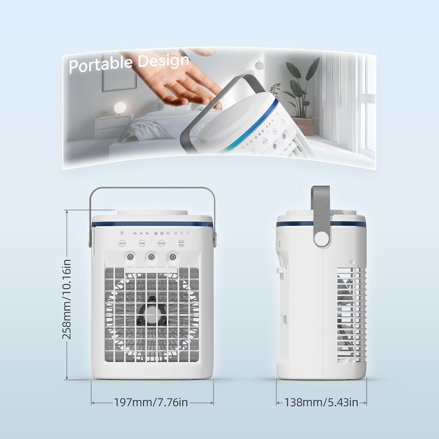 Portable Air Conditioner,Cooling Fan with 3 Speeds &3 Modes,2-8H Timer,1000ml Water Tank, Remote Control,4 in 1 Humidifier, Air Conditioner,Fan,Night Light,Evaporative Air Cooler for Home,Office wourant