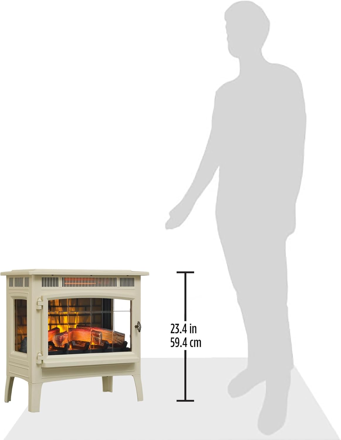 Freestanding Electric Fireplace Stove Heater with 3D Flame Effect for 1,000 Sq. Ft wourant