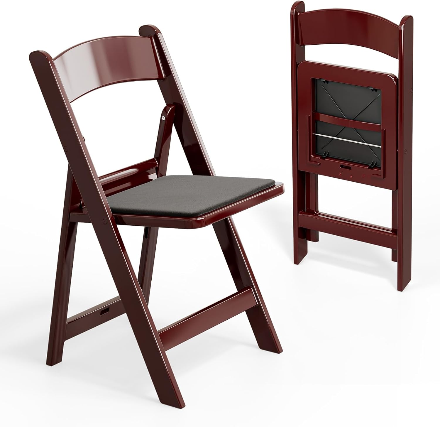 VINGLI Resin Folding Chair with Cushion Foldable Plastic Chair with Comfortable Cushioned Seat wourant
