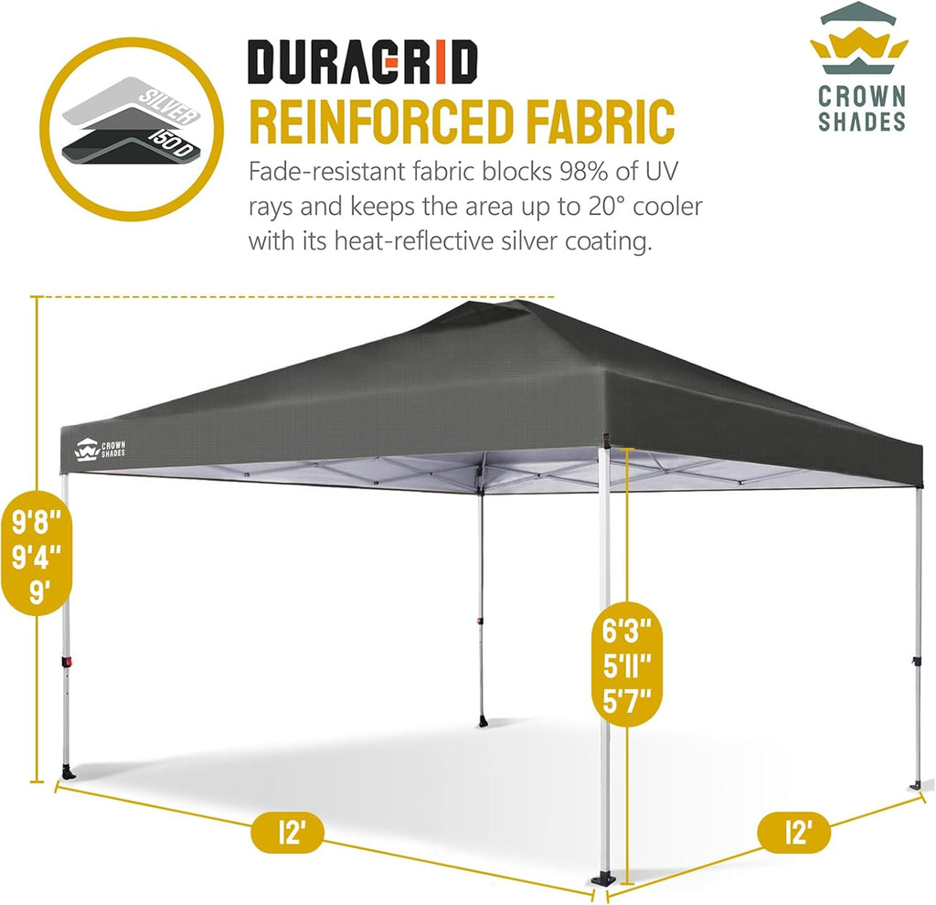 10x10 Pop-Up Awning - One-Click Installation Beach Tent - Outdoor Sunshade Silver Coated Top, 3 Heights and 4 Sand Pockets wourant