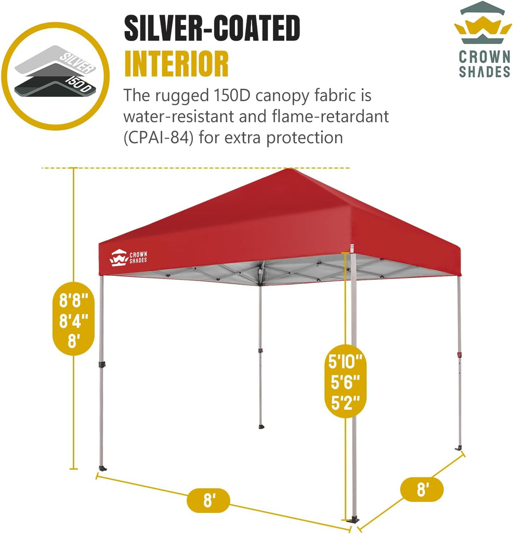 10x10 Pop-Up Awning - One-Click Installation Beach Tent - Outdoor Sunshade Silver Coated Top, 3 Heights and 4 Sand Pockets wourant